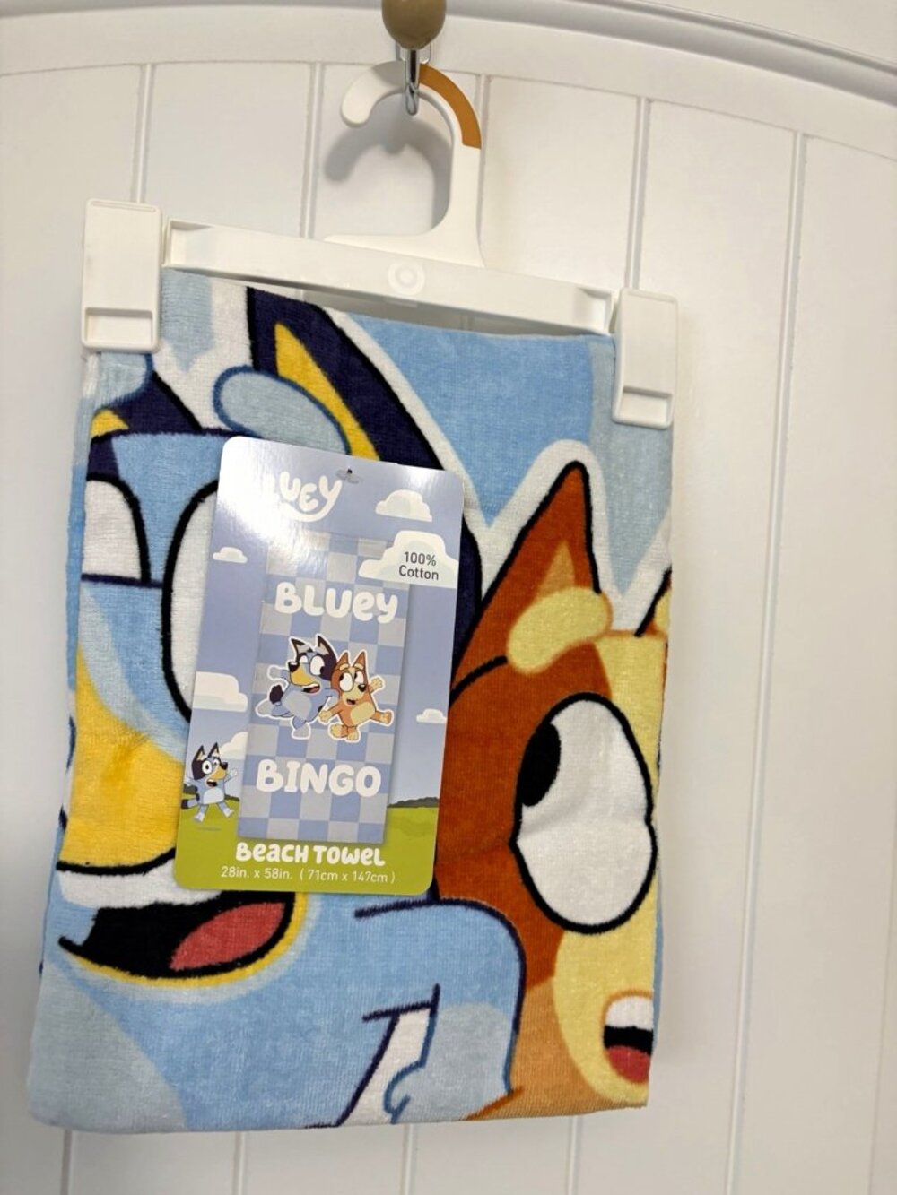 Bluey Bingo Beach Towel 28 x 58 100% Cotton Multicolor All-Over Pattern